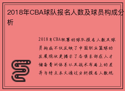 2018年CBA球队报名人数及球员构成分析